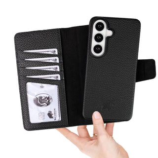 Carter Detachable Leather Wallet Case Galaxy S26 Plus, Pebble Black - BlackBrook Case