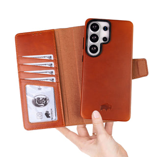 Carter Detachable Leather Wallet Case Galaxy S26 Ultra, Burnished Tan - BlackBrook Case