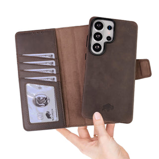 Carter Detachable Leather Wallet Case Galaxy S26 Ultra, Distressed Coffee - BlackBrook Case