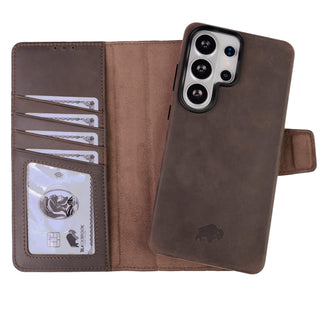 Carter Detachable Leather Wallet Case Galaxy S26 Ultra, Distressed Coffee - BlackBrook Case