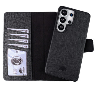 Carter Detachable Leather Wallet Case Galaxy S26 Ultra, Pebble Black - BlackBrook Case
