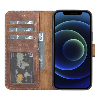 Carter Detachable Leather Wallet Case – iPhone 13 Pro, Rustic Black - BlackBrook Case