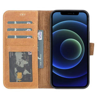 Carter Detachable Leather Wallet Case – iPhone 13 Pro, Saddle Brown - BlackBrook Case