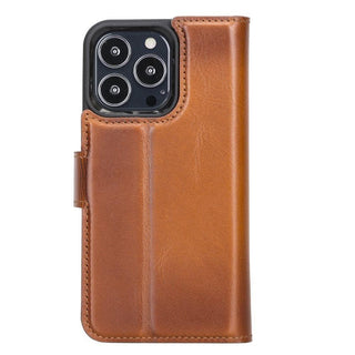 Carter Detachable Leather Wallet Case – iPhone 13 Pro, Saddle Brown - BlackBrook Case