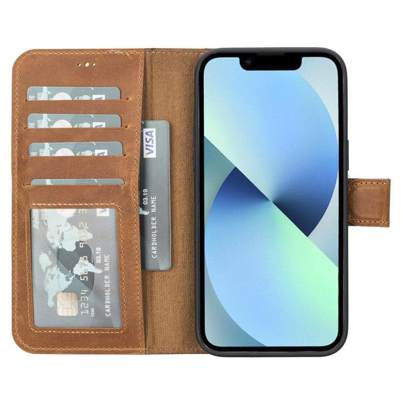 Carter Detachable Leather iPhone 14 Plus Wallet Case, Moccasin - BlackBrook Case