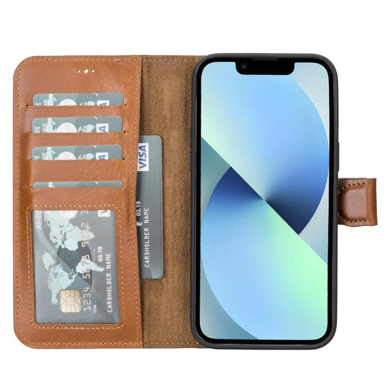 Carter Detachable Leather iPhone 14 Pro Max Wallet Case, Rustic Tan - BlackBrook Case