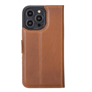 Carter Detachable Leather Wallet Case ‚Äì iPhone 14 Pro, Saddle Brown - BlackBrook Case