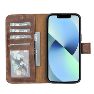 Carter Detachable Leather Wallet Case ‚Äì iPhone 14 Pro, Saddle Brown - BlackBrook Case