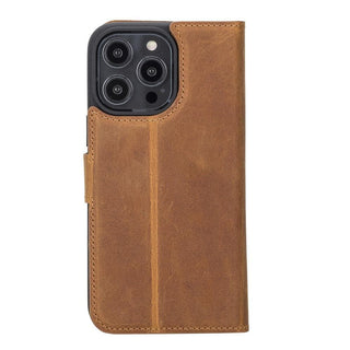 Carter Detachable Leather Wallet Case ‚Äì iPhone 14 Pro, Saddle Brown - BlackBrook Case