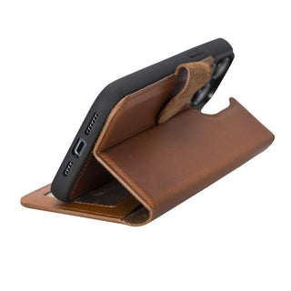 Carter Detachable Leather Wallet Case ‚Äì iPhone 14 Pro, Saddle Brown - BlackBrook Case