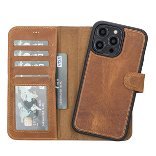 Carter Detachable Leather Wallet Case ‚Äì iPhone 14 Pro, Saddle Brown - BlackBrook Case
