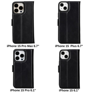 Carter Detachable Leather Wallet Case – iPhone 15, Moccasin - BlackBrook Case