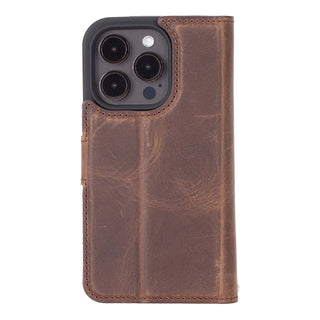 Carter Detachable Leather Wallet Case – iPhone 15 Pro Max, Distressed Coffee - BlackBrook Case