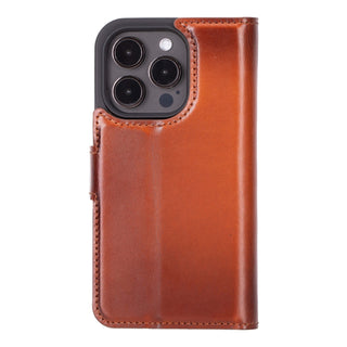 Carter Detachable Leather Wallet Case – iPhone 15 Pro Max, Burnished Tan - BlackBrook Case