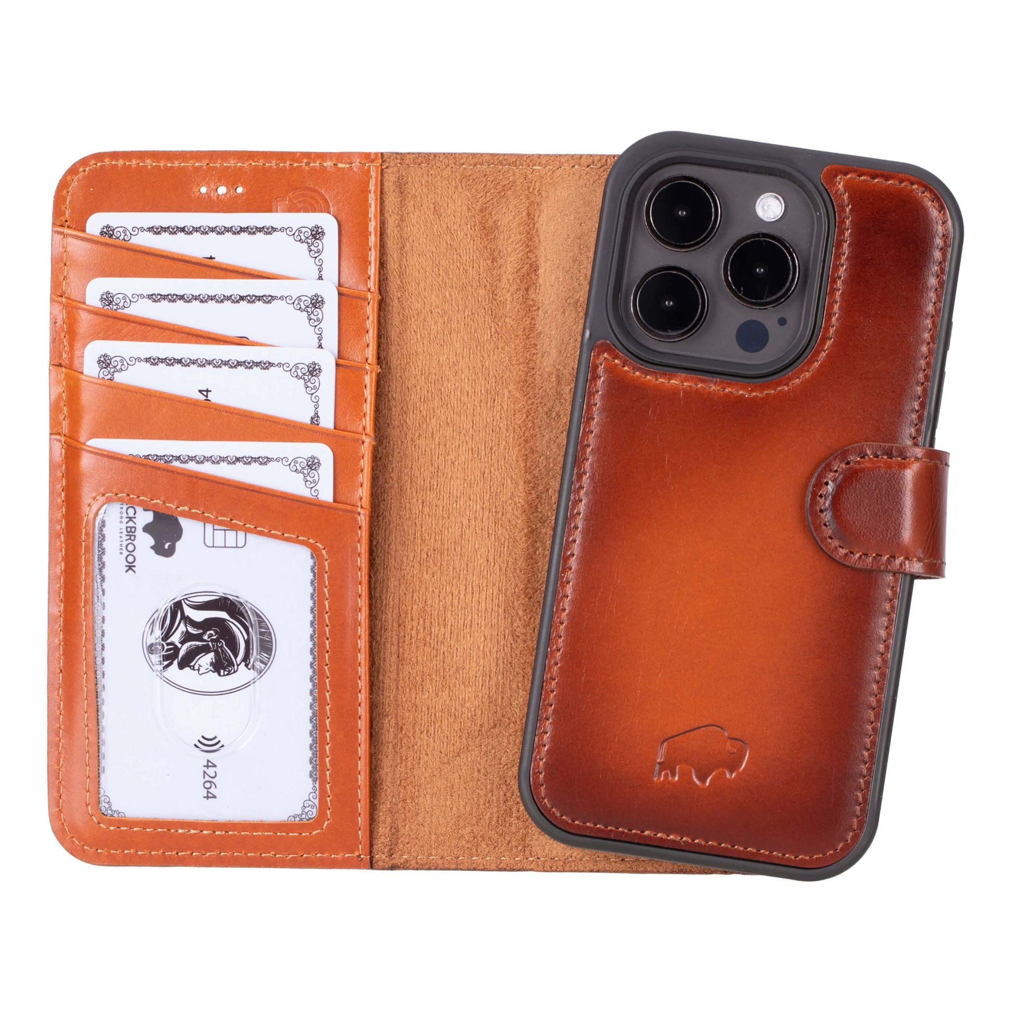 Carter 2-in-1 Leather Detachable Wallet Case for iPhone 15 Pro Max RFID, Kickstand, MagSafe | BlackBrook Carter 2-in-1 Leather Detachable Wallet Case for iPhone 15 Pro Max RFID, Kickstand, MagSafe | BlackBrook