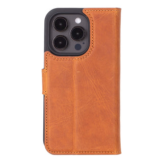 Carter Detachable Leather Wallet Case – iPhone 15 Pro Max, Golden Brown - BlackBrook Case