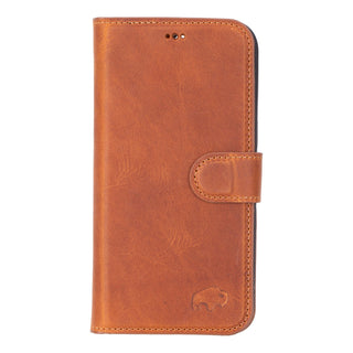 Carter Detachable Leather Wallet Case – iPhone 15 Pro Max, Golden Brown - BlackBrook Case