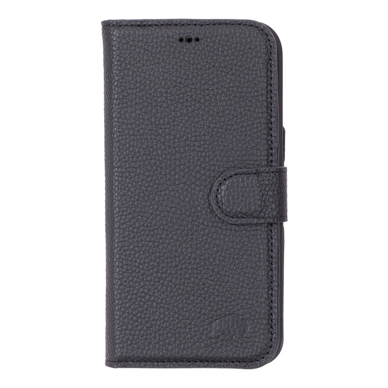 Carter Detachable Leather iPhone 15 Pro Max Wallet Case, Pebble Black - BlackBrook Case
