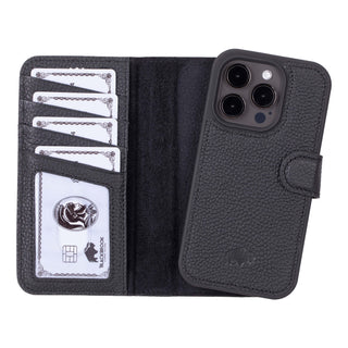 Carter Detachable Leather Wallet Case – iPhone 15 Pro Max, Pebble Black - BlackBrook Case