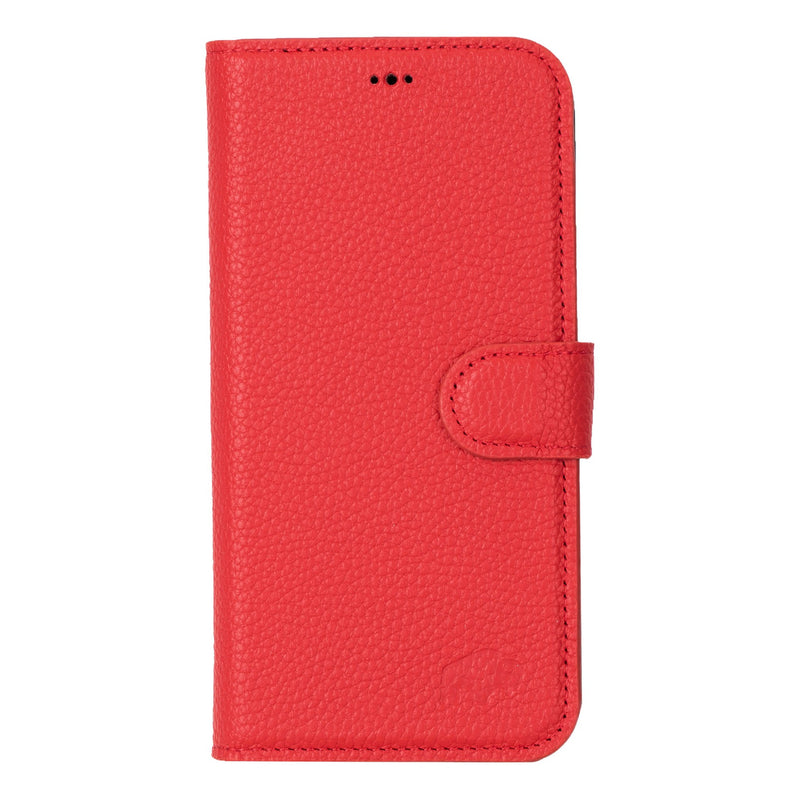 Carter Detachable Leather iPhone 15 Pro Max Wallet Case, Pebble Red - BlackBrook Case