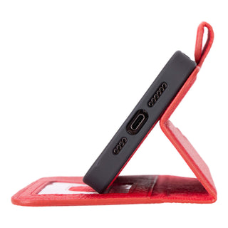 Carter Detachable Leather Wallet Case – iPhone 15 Pro Max, Pebble Red - BlackBrook Case