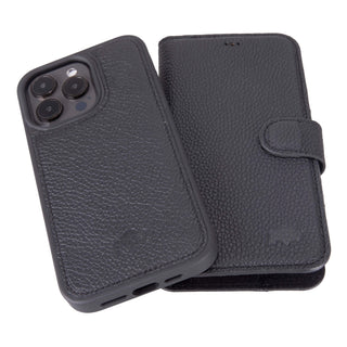 Carter Detachable Leather Wallet Case – iPhone 15 Pro, Pebble Black - BlackBrook Case