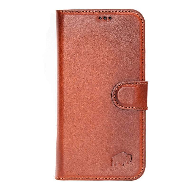 Carter Detachable Leather iPhone 16 Pro Wallet Case, Burnished Tan - BlackBrook Case