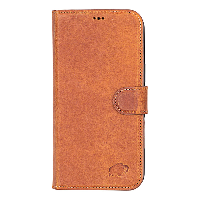 Carter Detachable Leather iPhone 16 Pro Max Wallet Case, Golden Brown - BlackBrook Case