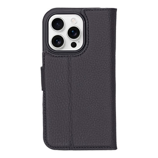 Carter Detachable Leather Wallet Case – iPhone 16 Pro Max, Pebble Black - BlackBrook Case