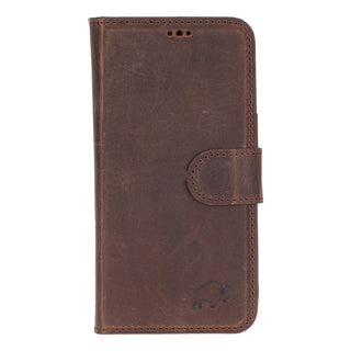 Carter Detachable Leather Wallet Case – iPhone 16e, Distressed Coffee - BlackBrook Case