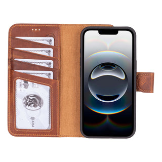 Carter Detachable Leather Wallet Case – iPhone 16e, Golden Brown - BlackBrook Case