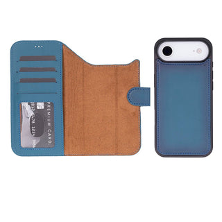 Carter Detachable Leather Wallet Case – iPhone 17 Air, Blue - UnBranded