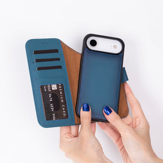 Carter Detachable Leather Wallet Case – iPhone 17 Air, Blue - UnBranded
