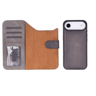 Carter Detachable Leather Wallet Case – iPhone 17 Air, Gray - UnBranded