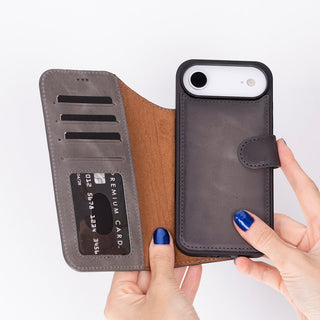 Carter Detachable Leather Wallet Case – iPhone 17 Air, Gray - UnBranded