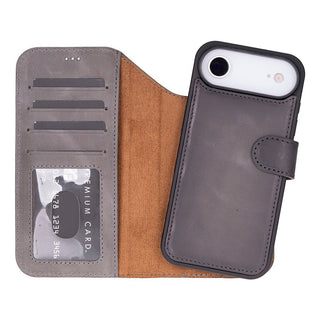 Carter Detachable Leather Wallet Case – iPhone 17 Air, Gray - UnBranded