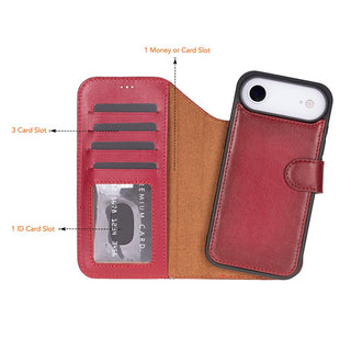 Carter Detachable Leather Wallet Case – iPhone 17 Air, Red - UnBranded