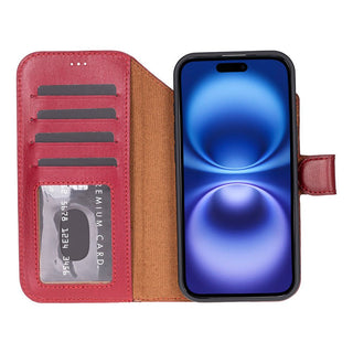 Carter Detachable Leather Wallet Case – iPhone 17 Air, Red - UnBranded