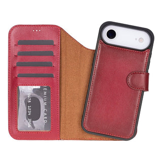 Carter Detachable Leather Wallet Case – iPhone 17 Air, Red - UnBranded