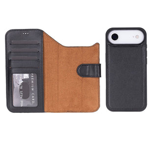 Carter Detachable Leather Wallet Case – iPhone 17 Air, Rustic Black - UnBranded