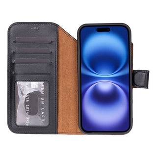 Carter Detachable Leather Wallet Case – iPhone 17 Air, Rustic Black - UnBranded