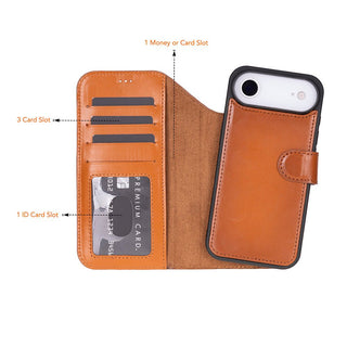 Carter Detachable Leather Wallet Case – iPhone 17 Air, Rustic Tan - UnBranded
