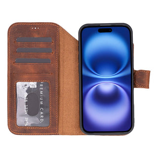 Carter Detachable Leather Wallet Case – iPhone 17 Air, Saddle Brown - UnBranded