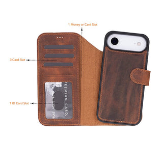 Carter Detachable Leather Wallet Case – iPhone 17 Air, Saddle Brown - UnBranded