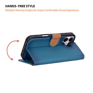 Carter Detachable Leather Wallet Case – iPhone 17, Blue - UnBranded