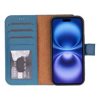 Carter Detachable Leather Wallet Case – iPhone 17, Blue - UnBranded
