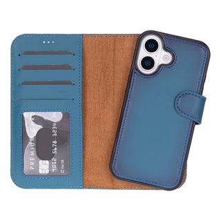 Carter Detachable Leather Wallet Case – iPhone 17, Blue - UnBranded