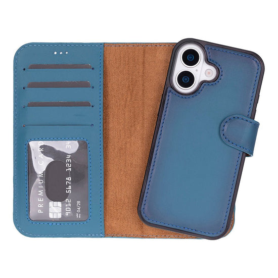 Carter Leather Wallet Folio Blue iPhone 17 sleek blue leather wallet folio case with card slots and full phone protection