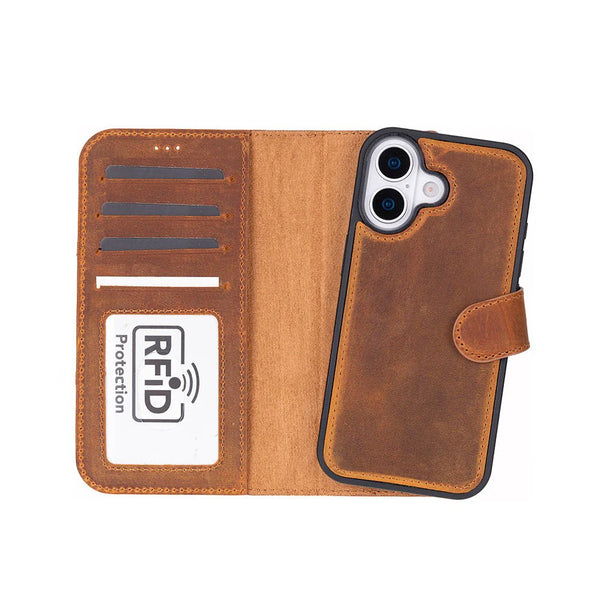 Carter Detachable Leather iPhone 17 Wallet Case, Moccasin