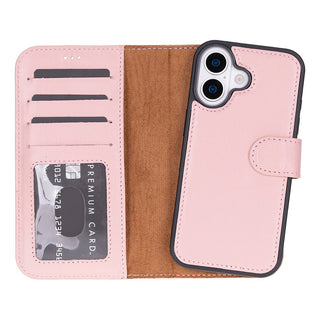 Carter Detachable Leather Wallet Case – iPhone 17, Pink - UnBranded